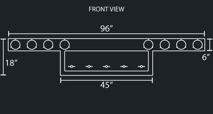 45" SUNKEN STAINLESS PANEL & ALUMINUM REAR T-BAR W/8-4" ROUND & 5-WATERMELON LIGHT HOLES